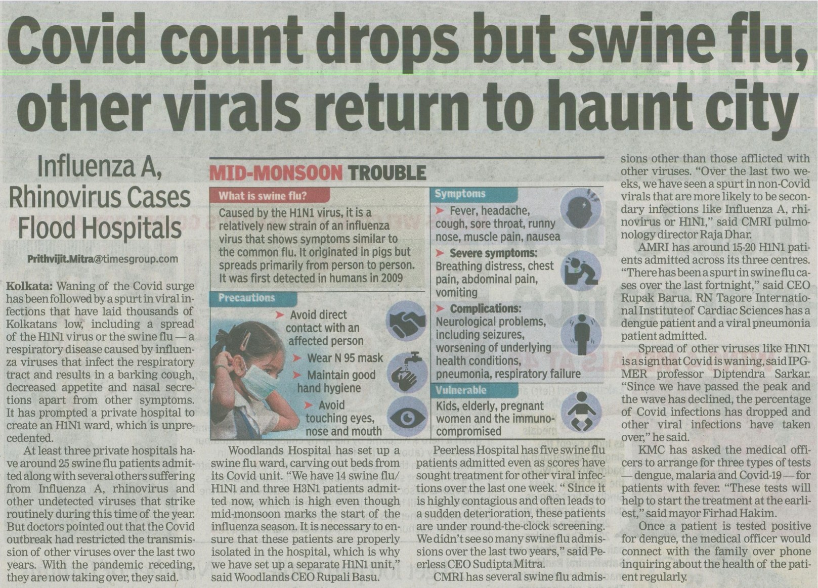 Covid count drops but swine flu, other virals return to haunt city - The Times of India